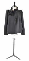 MIU MIU; a short black 100% wool fitted jacket, size 42.