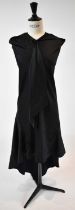 GIVENCHY; a black 100% silk full length evening dress, size small.