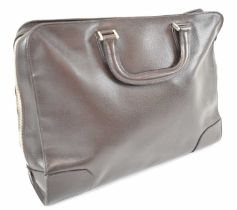 VALEXTRA; a brown textured leather bag, 41 x 29 x 10cm.