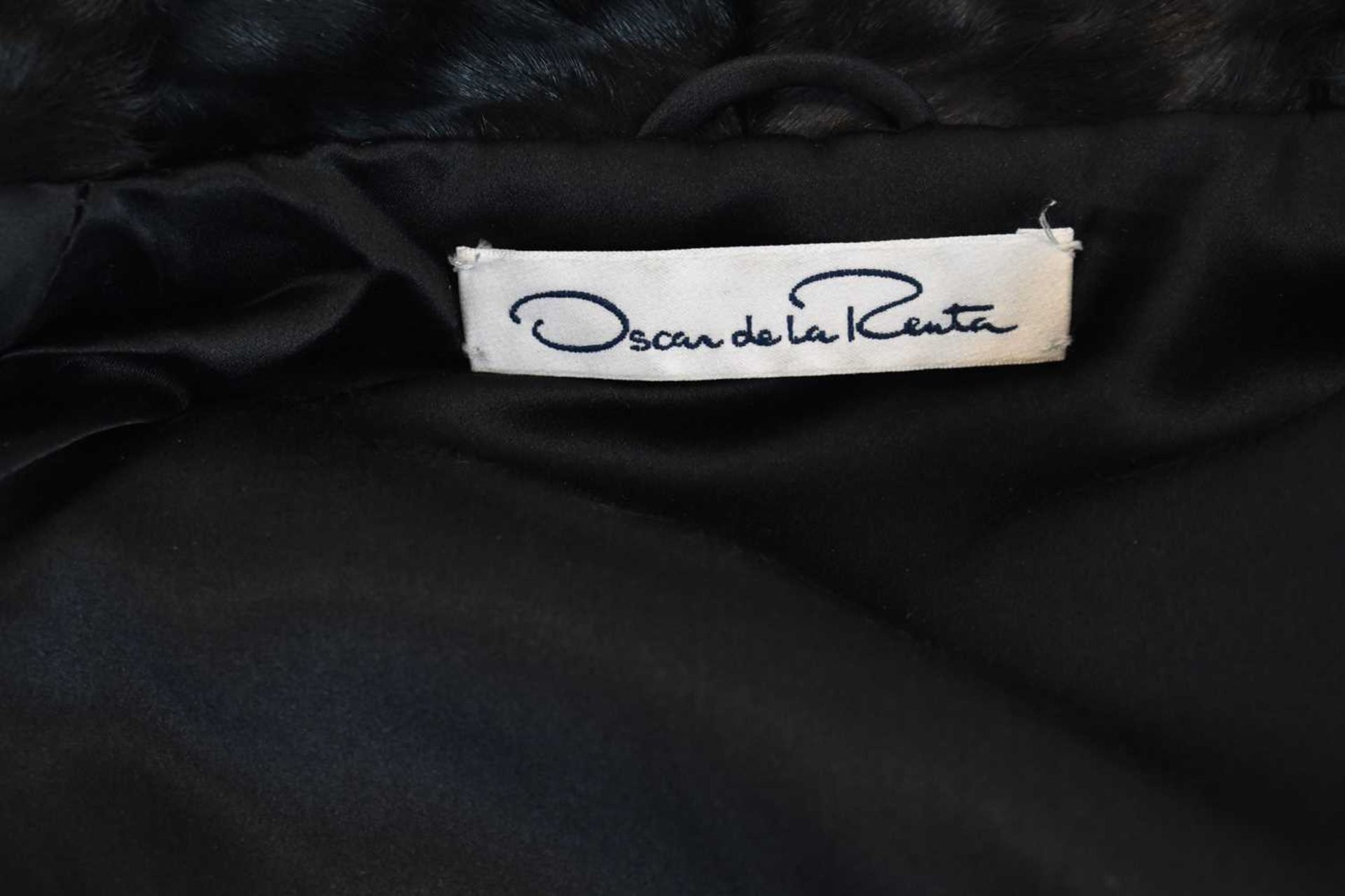 OSCAR DE LA RENTA; a black short fur full length evening coat, size small. - Image 3 of 3