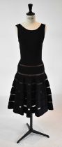 ALAIA; a black 100% wool midi length evening dress, size 36.