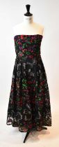 ELIE SAAB; a floral embroidered strapless evening dress, size 38.