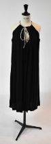 AZZARO; a black evening dress with diamante bow to collar, size 38.
