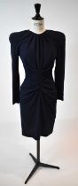 GIVENCHY; a navy blue long sleeve dress, size 36.