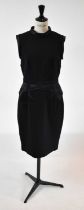 GIVENCHY; a black 100% wool short sleeveless dress, size 36.