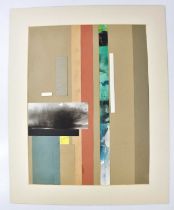 † HARRY OUSEY (1915-1985); collage, untitled, signed and dated '74 verso, 50 x 38cm, mounted but