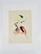 † HARRY OUSEY (1915-1985); watercolour, 'Image Black and Red', signed and dated '68cm, 35 x 24cm,