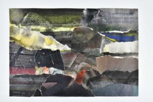 † HARRY OUSEY (1915-1985); collage, 'Summits and Attending Clouds', signed and dated '77, titled and
