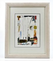 † HARRY OUSEY (1915-1985); watercolour and collage, 'Hats', signed and dated '81, inscribed on