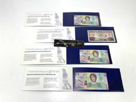 GEORGE BEST; four Ulster Bank £5 notes.