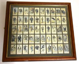 A set of Dicken's Gallery cigarette cards, framed and glazed.