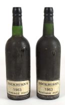 PORT; two bottles Cockburn's Vintage Port 1963, shipped by Cockburn's Smithes & Cia (2).