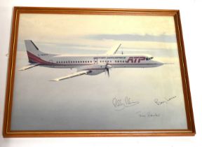 BRITISH AEROSPACE; a photograph of the G-MATP plane, signed by the pilot, Barry Lomas and Tony