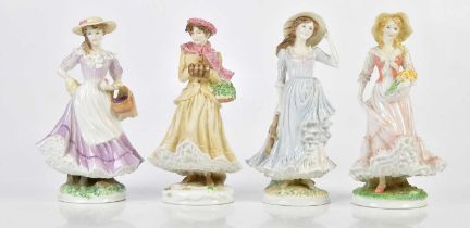 ROYAL WORCESTER; a group of four ceramic figures, comprising 'Spring', 1339/7500, 'Autumn', 1658/