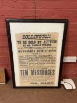 LOCAL INTEREST; an auction sign, "Bollington, To be sold by auction by mr Thomas Turner, at the