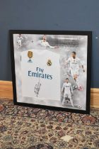 CRISTIANO RONALDO; a signed Real Madrid football shirt, 85 x 83cm, framed and glazed. Condition