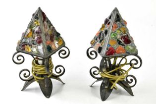 MURANO; a pair of 1950s glass table lamps, height 30cm.