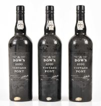 PORT; three bottles Dow's Vintage Port, 2000, 20%, 75cl (3).