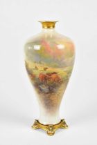 JAMES STINTON FOR ROYAL WORCESTER; a hand painted vase decorated with Highland cattle and