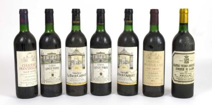 RED WINE; seven bottles of mixed red wine including two bottles Château La Tour Carnet 1982, 12%,