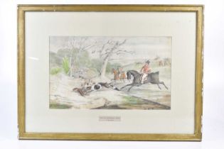 S. ALKEN; watercolour, 'The Old Berkeley Hunt', signed lower left, 27 x 45cm, framed and glazed.