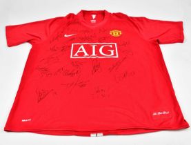 MANCHESTER UNITED; a replica football shirt 2007/08 season bearing multiple signatures, including