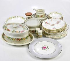 A mixed group of tea and dinner ware to include Royal Doulton 'Château Rose', 'Greensleeves', '