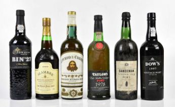 PORT; six bottles of mixed port including Sandeman vintage port 1958, bottles 1960, Dow's vintage