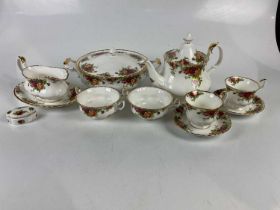 ROYAL ALBERT; a part "old country roses" dinner/tea service, firsts include, plates, side plates,