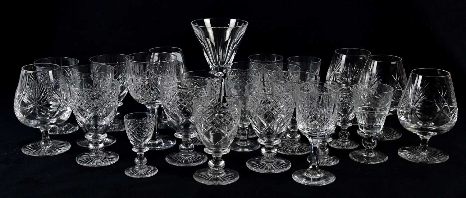A collection of cut glass including ten Thomas Webb wine glasses, etc.