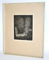 † L. G. BRAMMER; etching, figure stoking fire in chimney, signed lower right, 26 x 21cm, framed