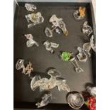 SWAROVSKI; a collection of eighteen animals and floral forms including lovebirds perching, Christmas