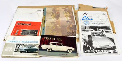 A small collection of ephemera relating to motoring interest, to include owner's handbook of a