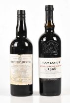 PORT; a bottle of Crystal Port wine, bottled in 1989, 75cl, 20%, together with a bottle of Taylor'