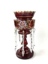 A Victorian red lustre, with floral decoration, height 36cm.