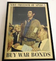 NORMAN ROCKWELL; four WWII American propaganda posters, 'Save Freedom of Speech', 'Save Freedom of