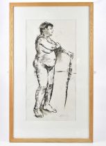 † AUDREY WALKER (1928-2020); charcoal, 'Gina and Parasol' signed and dated 2000, 55 x 28cm, framed