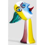 Murano-Glasskulptur mit Kopf im Stil von Pablo Picasso