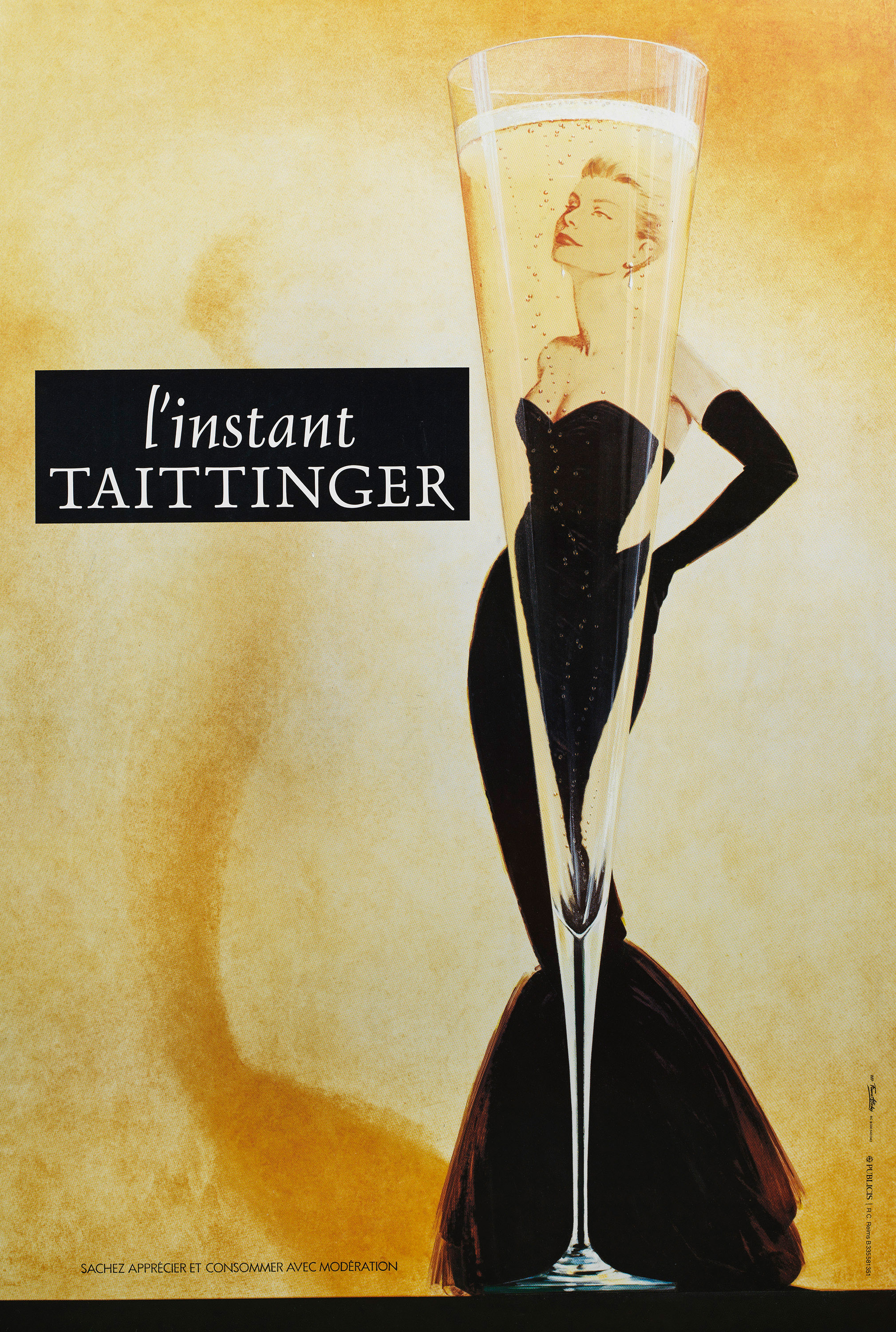 Goßes Werbeplakat "l'instant TAITTINGER" mit Grace Kelly