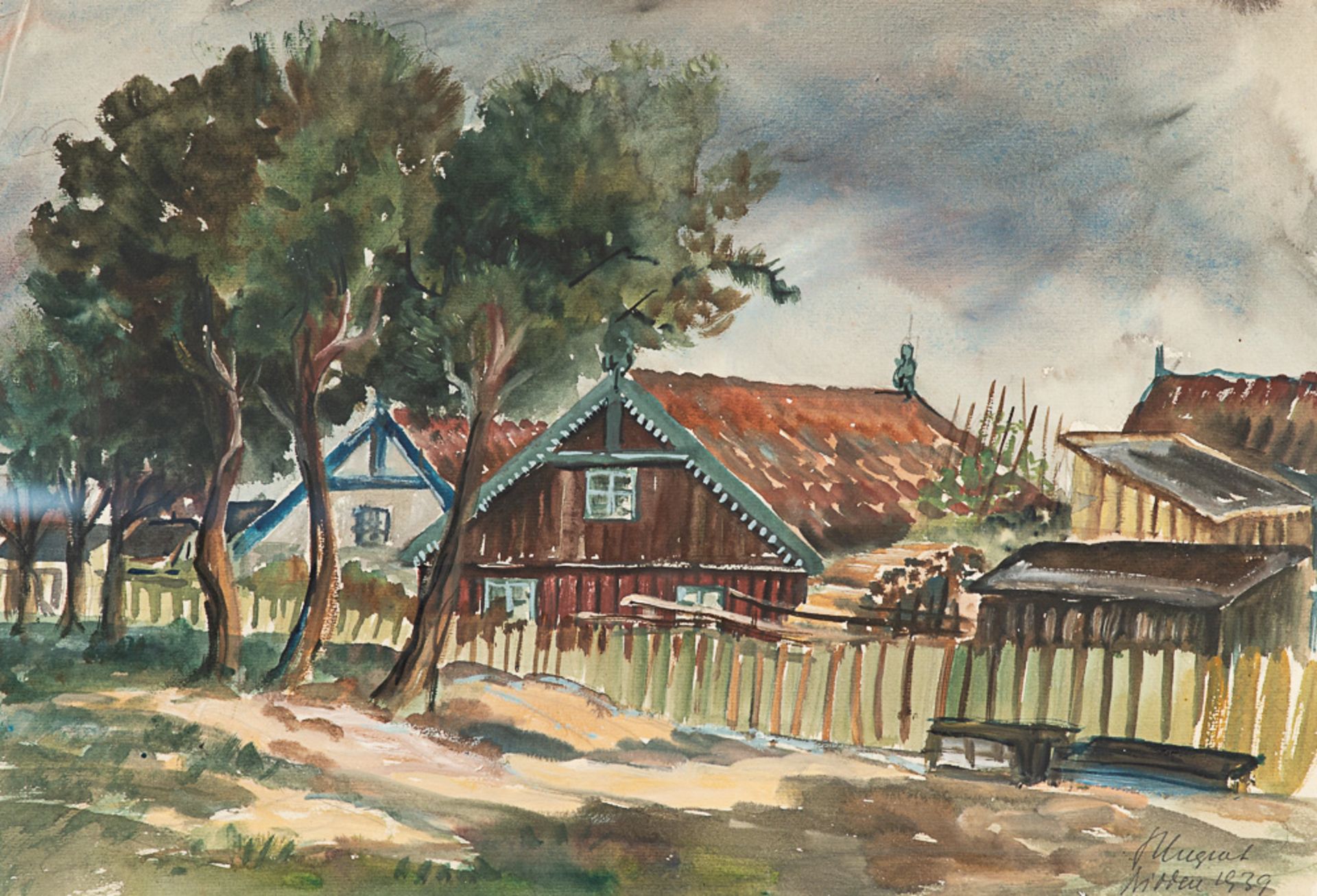 Hans Pluquet – Fischerhäuser in Nidden, 1939.