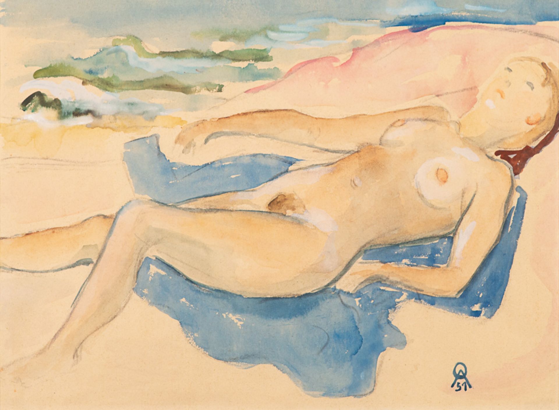 Ortrud Abeking – Sonnenbad in den Dünen, 1951.