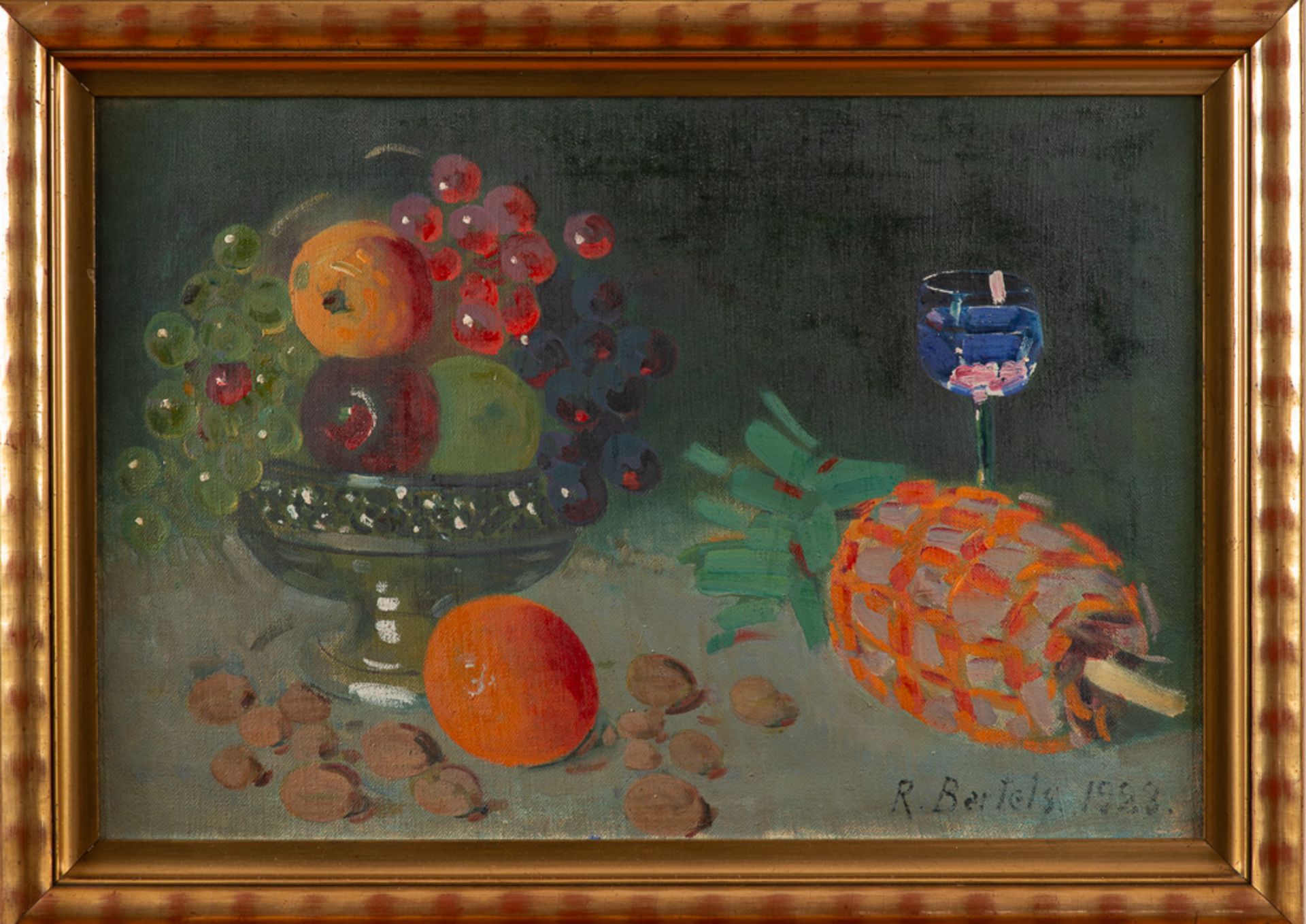 Rudolf Bartels – Stillleben mit Ananas und blauem Weinglas. - Image 3 of 5