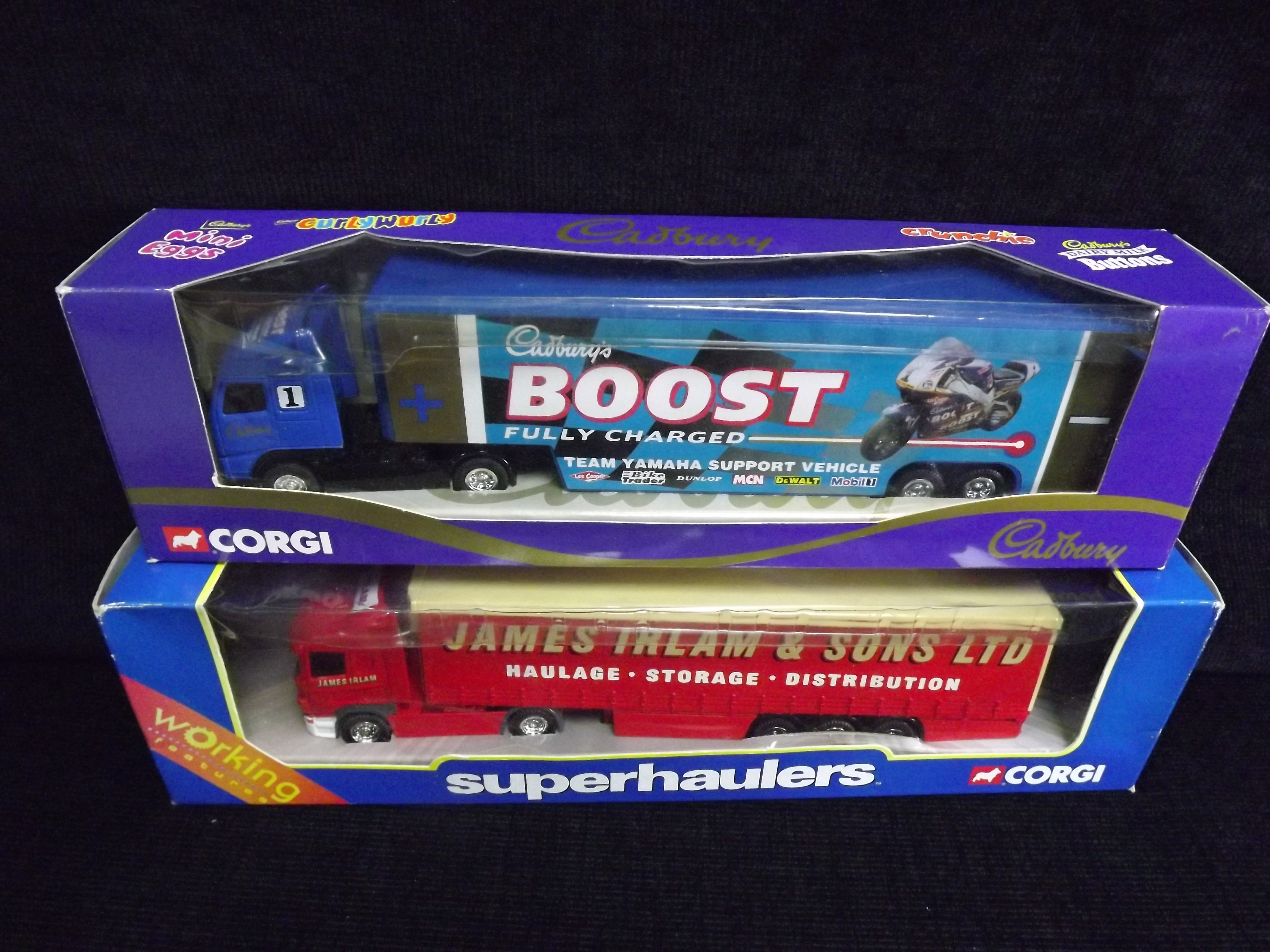 6 x Corgi Commercials. 59509 Superhaulers James Irlam Scania Curtainside, 59519 Cadbury Boost Bike - Image 4 of 5