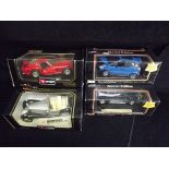 4 x 1:18 Scale Model Cars. 2 x Burago - 3011 Ferrari 250 GTO (1962), 3020 Mercedes Benz 500K