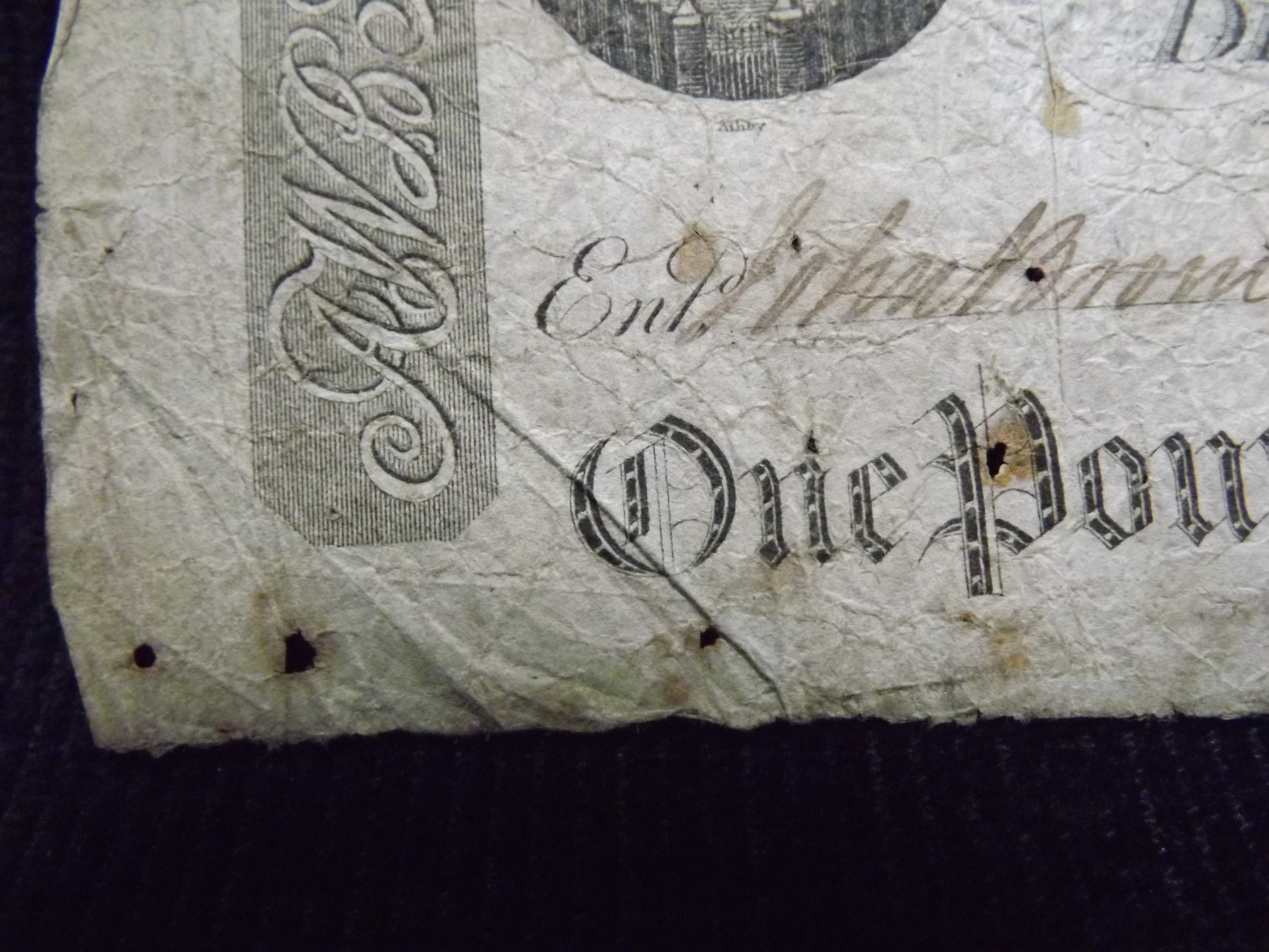 Great Britain Banknote. Derby Bank 1813 One Pound £1. Egde creases, staining, small holes - Image 2 of 4