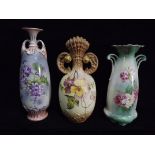 3 x European Art Nouveau Vases. 19th and early 20th century. Two are Austrian - M & Z model 1109