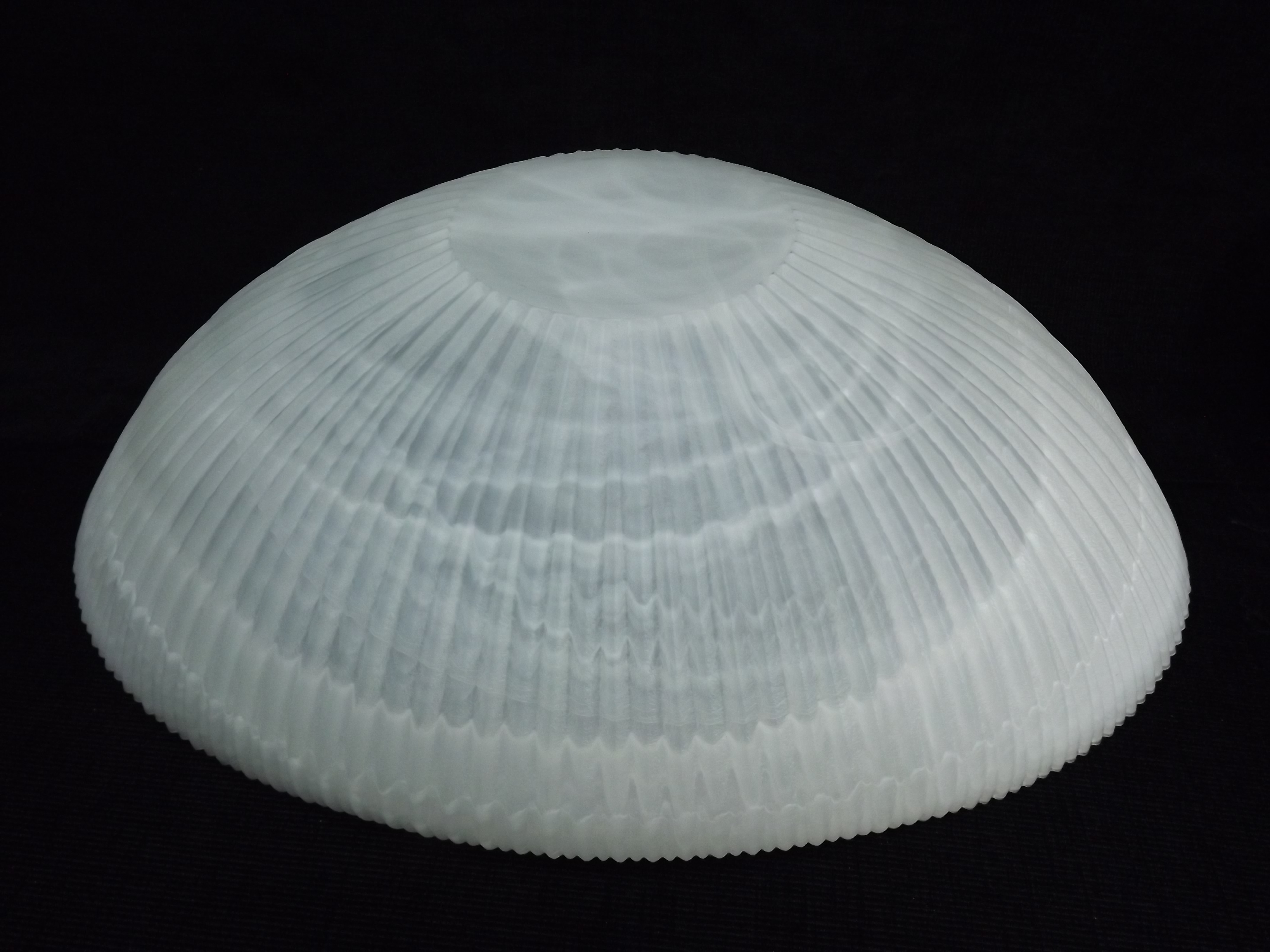 Italy Large Murano White Frosted Glass Shell Bowl. 20th Century. Wispy cloud effect milk glass. - Image 7 of 8
