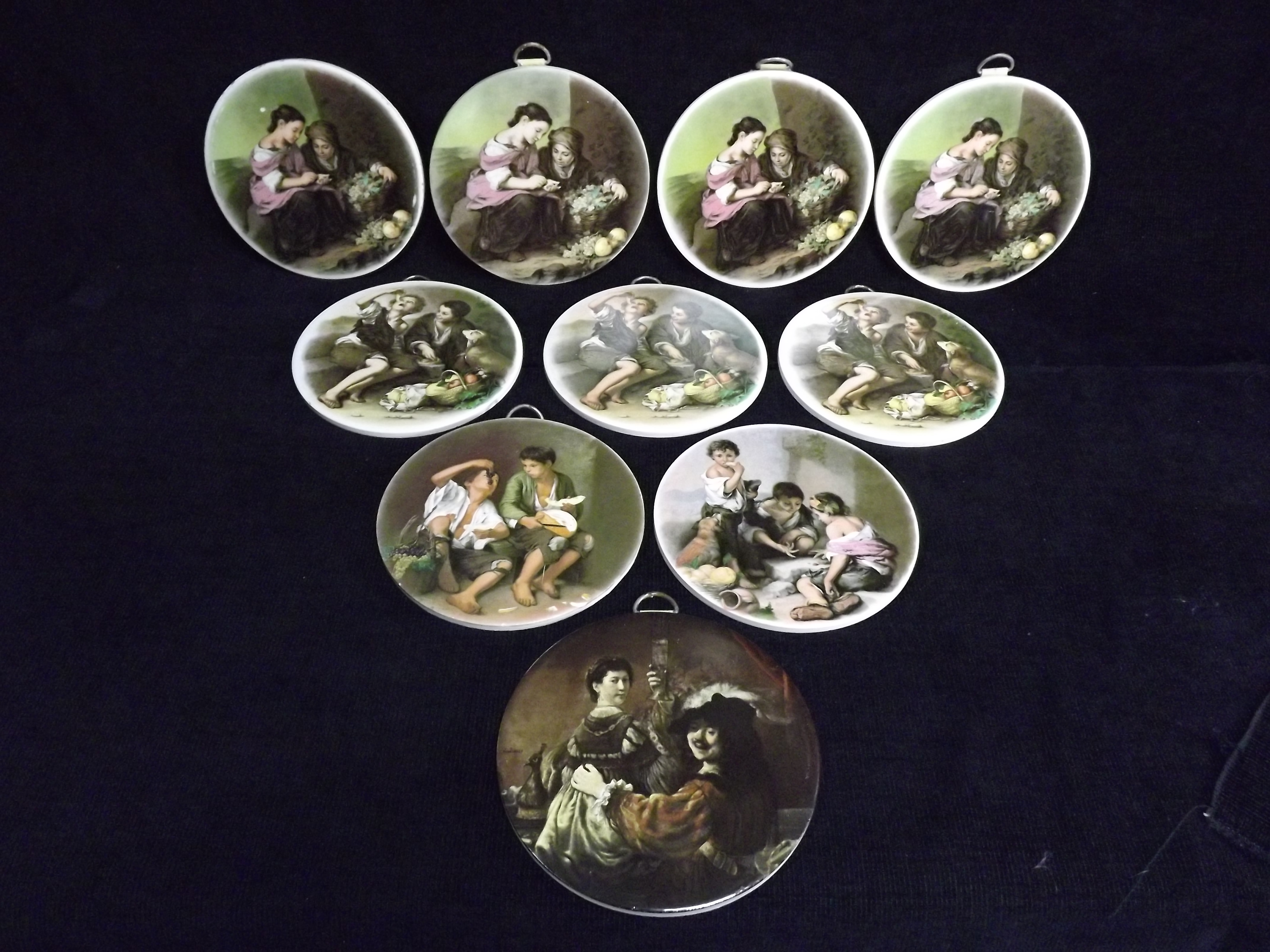 10 x H.R. Johnson England Circular Transfer Printed Tiles. Mostly depicting Children. Eight are
