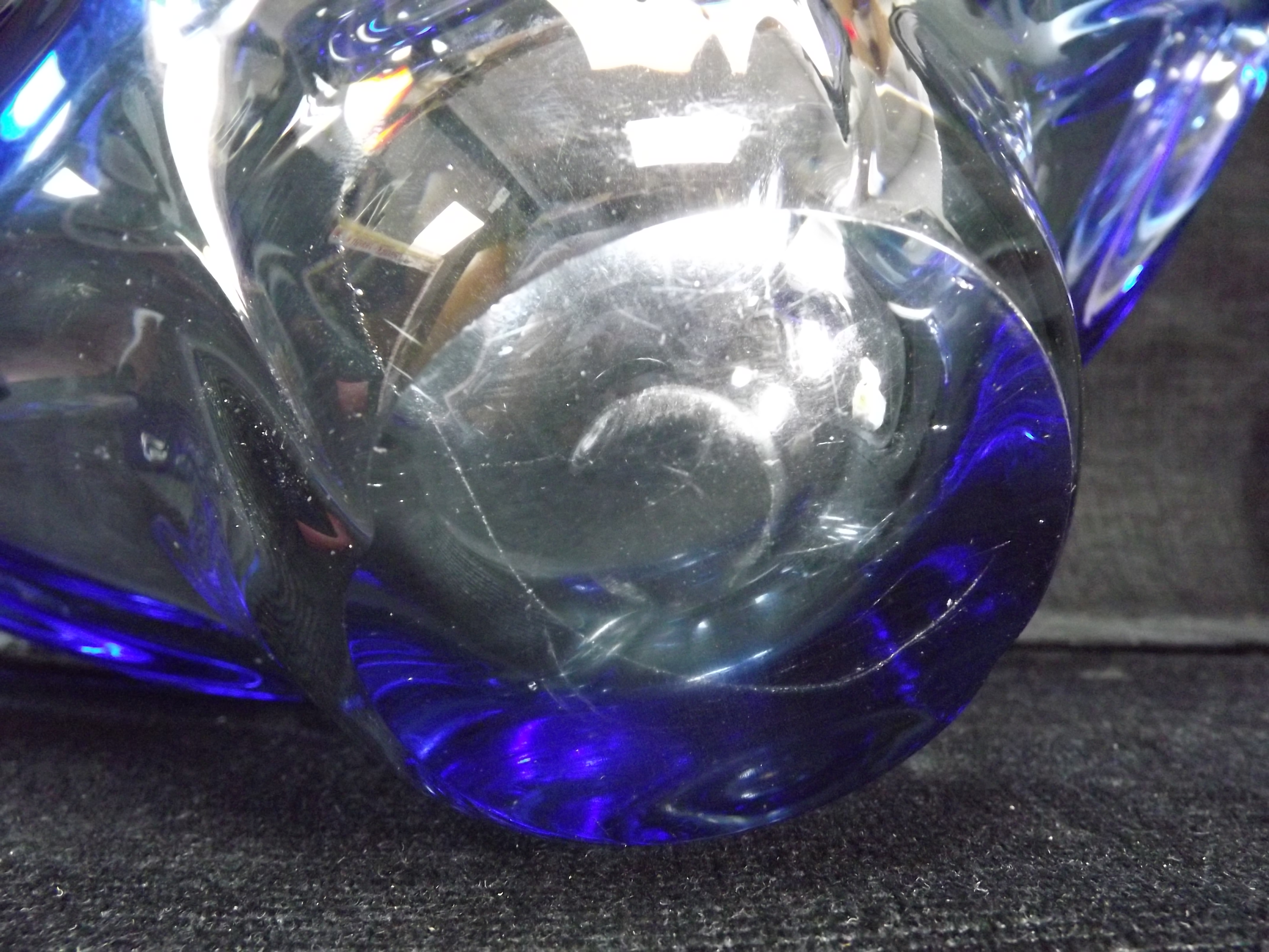 Large Blue Waves Murano style Glass Fruit Bowl or Vase and a Cased Crystal Glass Pot Pourri Jar with - Image 4 of 9