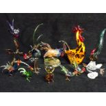 12 x Coloured Art Glass Birds. Various Eras. Likely Murano examples included. Condition - The